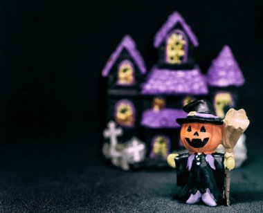 Halloween Pumpkins hayalet mor ev kopya alanı ile