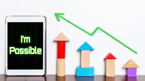 Ik ben de concepttekst mogelijk op Tablet PC-scherm — Stockfoto