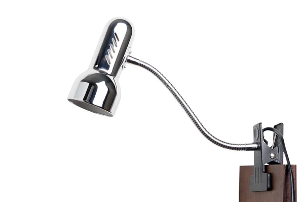 Metaal zilver bureaulamp geïsoleerd op witte achtergrond — Stockfoto