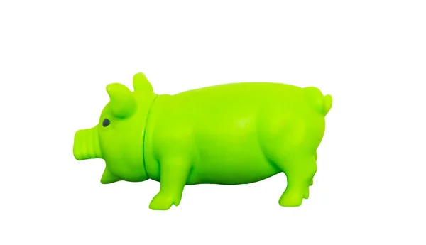 Green plastic Piggy Bank isolated on white with clipping path — Stock Photo, Image