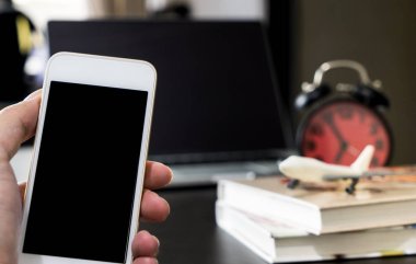 Boş Smartphone Ekran iş seyahat Tema holding.