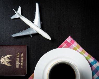 Tatil seyahat pasaportu ile Cafe konsepti