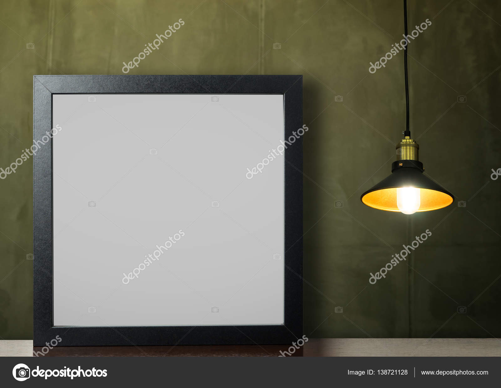 Thick Blank Photo Frame With Ceiling Light Stock Junce11