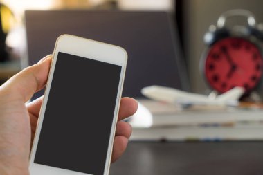 Boş Smartphone Ekran iş seyahat Tema holding.