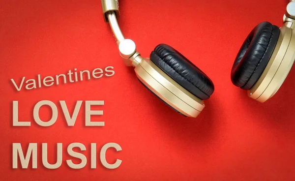 San Valentín Love song Concepto de auriculares musicales . — Foto de Stock