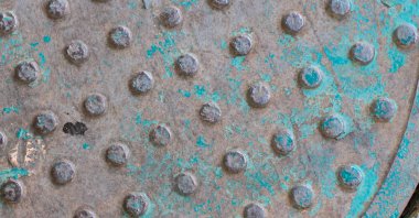 Rustik yeşil Metal plaka ile yuvarlak doku