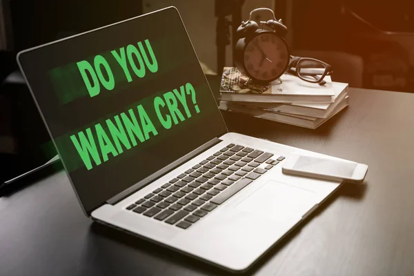你想要哭泣的恶意软件是受感染的计算机办公室吗 — 图库照片