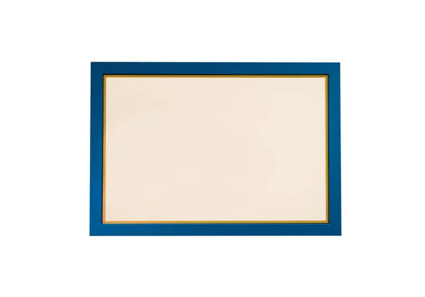 Prázdné modré dřevěný rám izolované na bílém — Stock fotografie