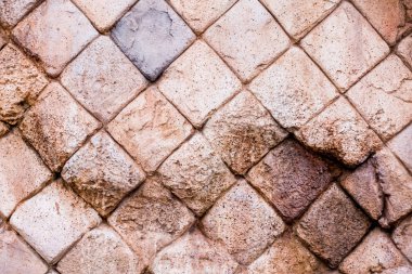 Kırık kahverengi taş duvar yüzeyi ve arka plan