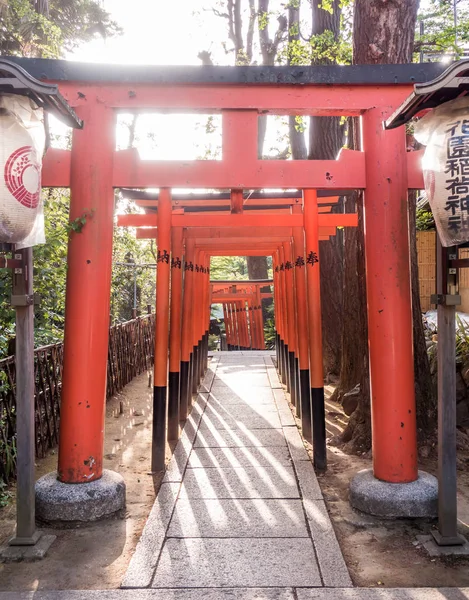 The Red wooden gate passage for Toshogu shrine in Ueno park. — Stock Photo, Image
