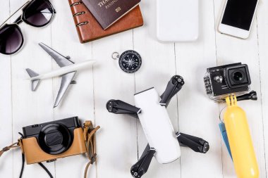Beyaz tahta, Hi tech alet tatil seyahat ve blogger için yolculuk nesneleri ve aksesuarları