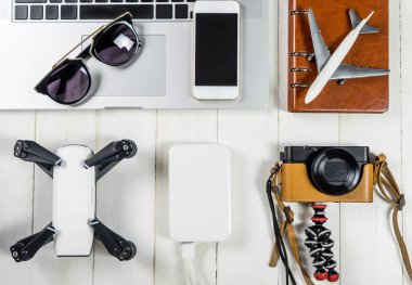 Modern Gezgin blogger nesne ve gadget Üstten Görünüm