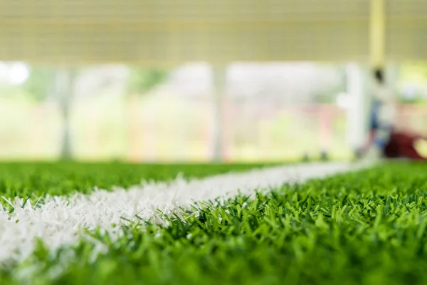 Biała linia na skraju pola sport piłka nożna halowa — Zdjęcie stockowe