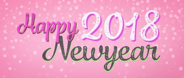 Happy 2018 yeni yıl metin pembe kış afiş