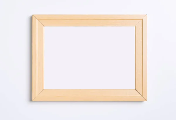 Prázdný Dřevěný Fotorámeček Izolovaných Bílém Pozadí — Stock fotografie