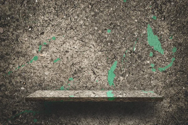 Espositore Contatore Dirty Cement Con Vernice Verde Spruzzata — Foto Stock