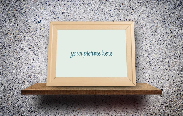 Empty Blank Photo Frame Rock Texture Wall Photo Mock — Stock Photo, Image