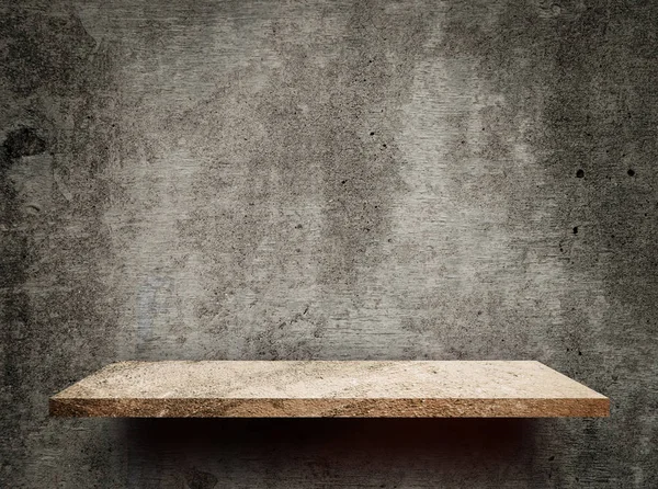 Empty Creamy Rock Shelf Gray Cement Wall — Stock Photo, Image