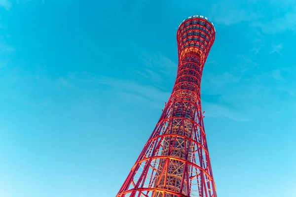 The Red Kobe Port Tower view from the base, Kansai Japan with bl — Stock Photo, Image