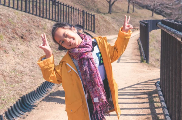 Familia Turística está caminando hasta el Santuario de la Pagoda Chureito a vi —  Fotos de Stock