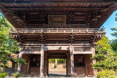 Sakata; Japonya - 30 Eylül 2019: Japonya 'nın Sakata kentinde Buddizm Tahta Tapınağı