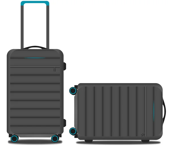 Сіра смугаста валіза з GPS системою і синім підсвічуванням — стоковий вектор