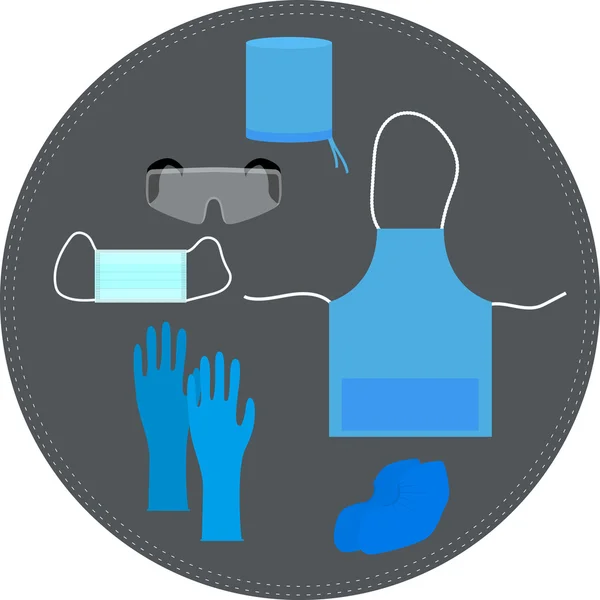 Vêtements et accessoires médicaux pour le travail — Image vectorielle