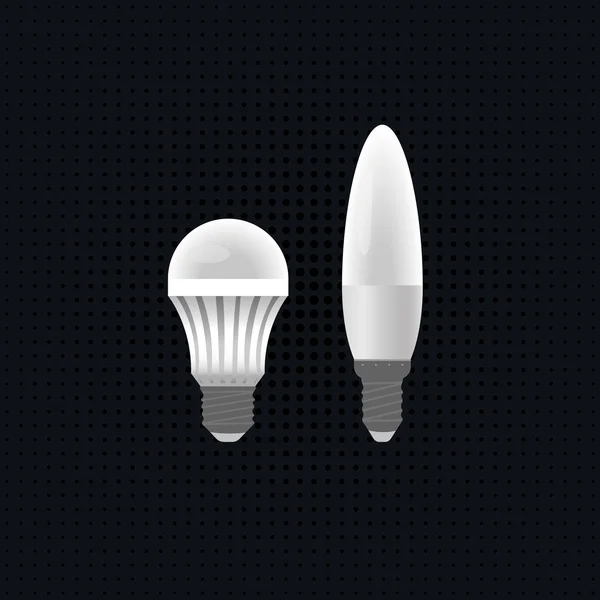 Zwei weiße LED-Energiesparlampen in verschiedenen Formen — Stockvektor