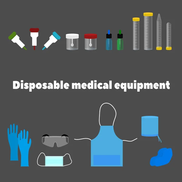 Disposable medical equipment, tools and work clothes — Stock vektor