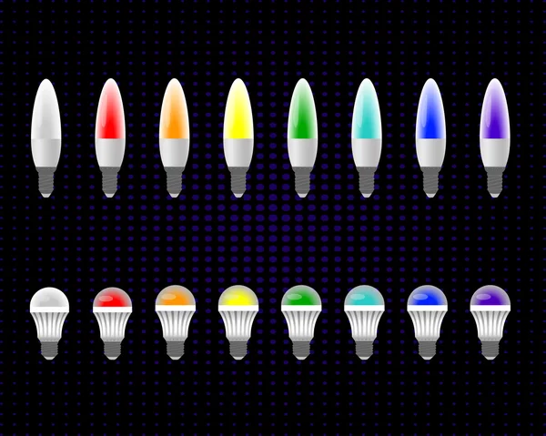 Energiesparlampen in verschiedenen Farben — Stockvektor