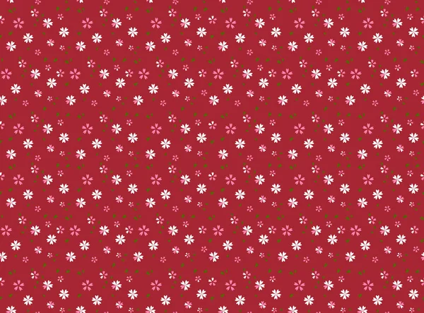 Çiçekler ve yapraklar Japon tarzı kırmızı bir arka plan ile Seamless Modeli — Stok Vektör