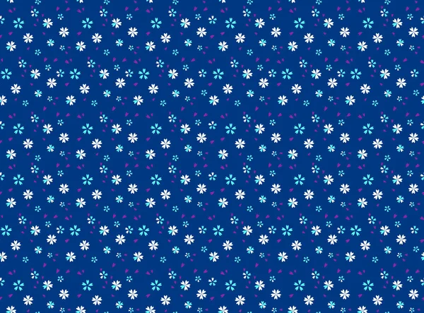 Çiçekler ve yapraklar Japon tarzı mavi bir arka plan ile Seamless Modeli — Stok Vektör