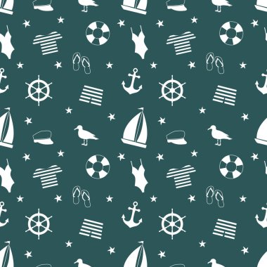 Deniz sorunsuz arka plan. Deniz Icon set