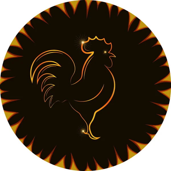 Silhouette astratta di un gallo in una cornice ardente — Vettoriale Stock
