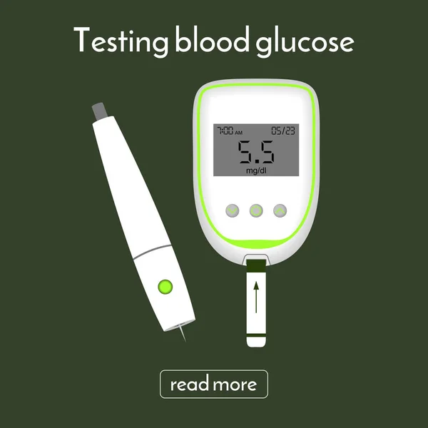 Dispositivo para medir o açúcar no sangue e uma lanceta. medidor de glicose — Vetor de Stock