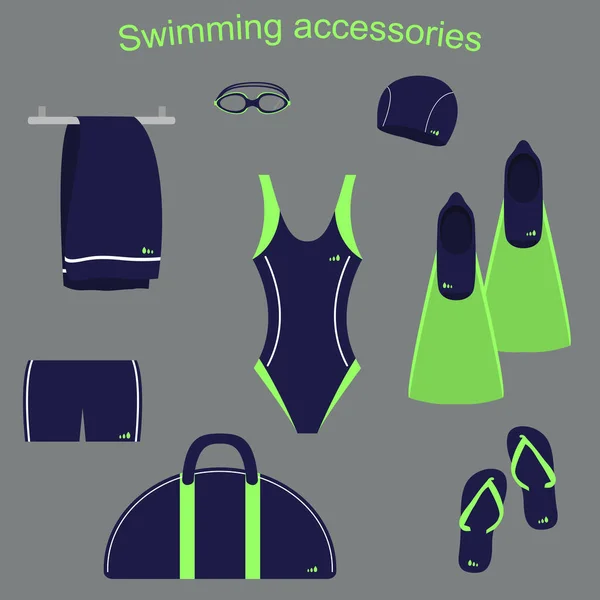 Accessories and clothing for swimming pools — Stock Vector