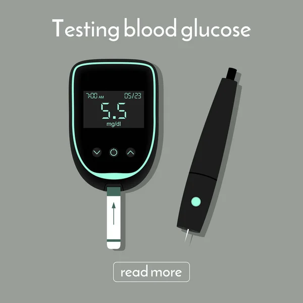 Appareil de mesure de la glycémie. mètre de glucose — Image vectorielle