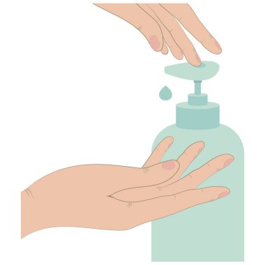 Sıvı sabunla ellerini yıkamanın gösterimi