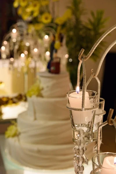 Detail of whole wedding table decorated — Stock Photo, Image