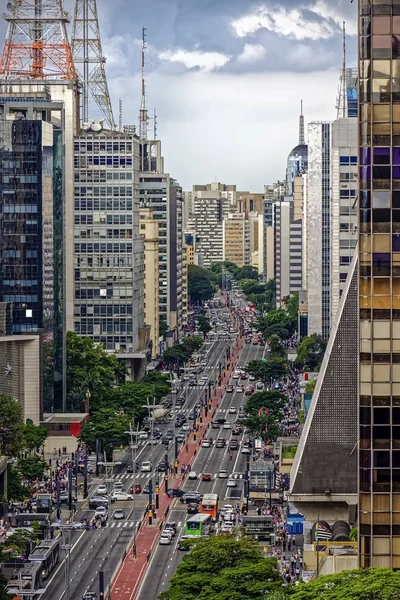 Nuvens Escuras Sobre Céu Cidade São Paulo Anunciando Chuva Que — Fotografia de Stock