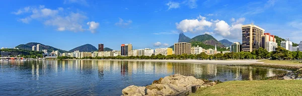 Vista Panorámica Mañana Playa Cala Botafogo Con Sus Edificios Barcos —  Fotos de Stock