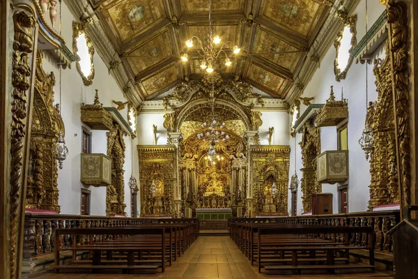 Interior Histórica Iglesia Del Siglo Xviii Estilo Barroco Dorado Antigua — Foto de Stock