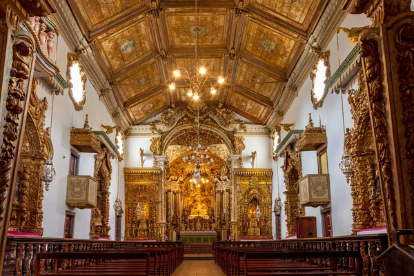 Interior Altar Iglesia Histórica Todos Pintados Oro Con Arquitectura Barroca — Foto de Stock