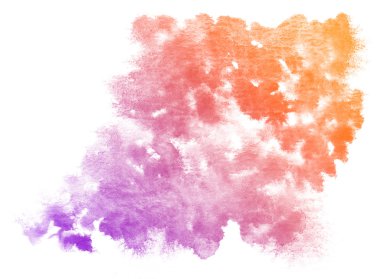 Beyaz arka plan üzerine soyut mor suluboya.