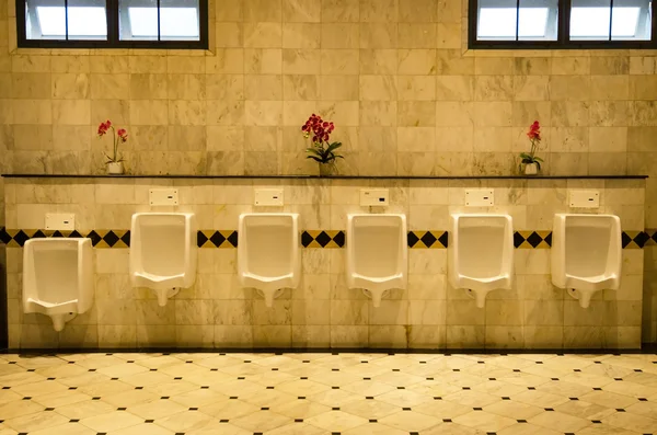 Closeup White Urinals Mens Bathroom Design Stock Photo 727942459