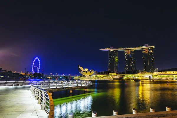 Singapur Stycznia 2018 Merlion Fontanna Marina Bay Sands Jest Słynnym — Zdjęcie stockowe