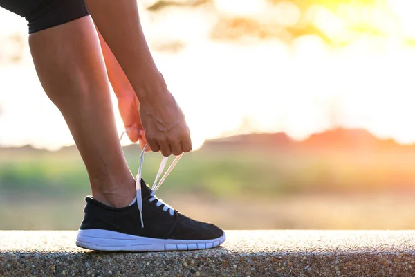 Las Niñas Están Atadas Parque Cuerdas Corriendo Shoes Preparándose Para — Foto de Stock