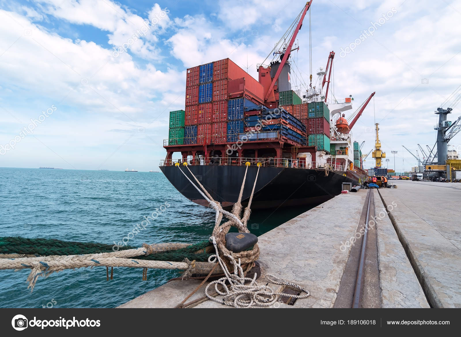 Container Ship Commercial Vessel Alongside Port Loading Discharging Containers Services Stock Photo By C Tonjung 189106018