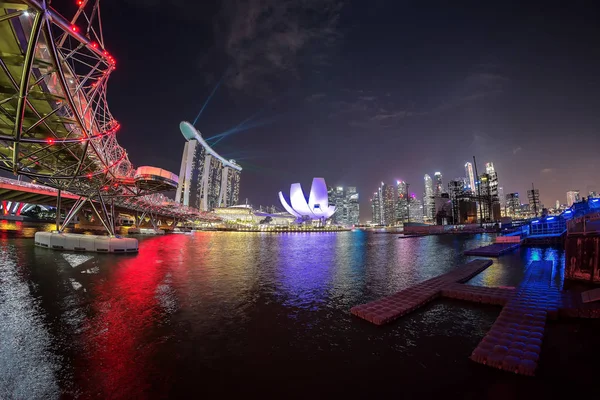 Centrum Biznesowej Dzielnicy Singapuru Podjęte Podczas Nocy Zdjęcie Hałas Bit — Zdjęcie stockowe