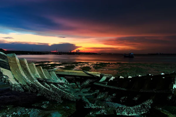 Viejo Naufragio Naufragio Abandonado Barco Naufragado Abandonado Playa Naufragado Frente — Foto de Stock